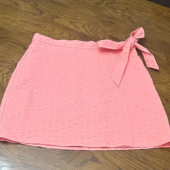 J Crew Coral Cotton Faux Wrap Skirt BNWT - Picture 2 of 12